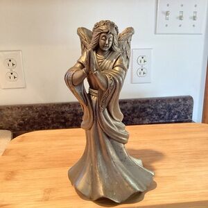 Vintage Pewter Angel Candle Holder Made In Indonesia
